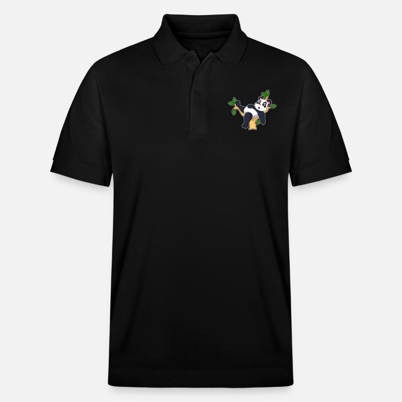 Panda sur arbre - Polo PREPSTER bio Stanley/Stella Unisexe - noir