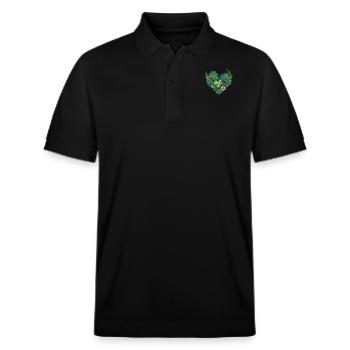 Tropische Herzlaubblüte - Stanley/Stella Unisex Bio-Poloshirt PREPSTER - Schwarz - Vorne - Roxy (174cm) & Andy (188cm)