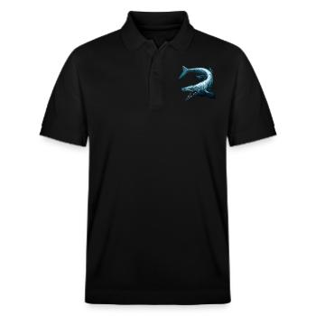 Mosasaurier - Stanley/Stella Unisex Bio-Poloshirt PREPSTER - Schwarz - Vorne - Roxy (174cm) & Andy (188cm)