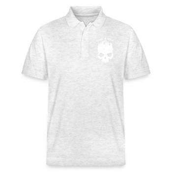 Skiing - Skull - Be Brave Stay Wild - Stanley/Stella Unisex Organic Polo Shirt PREPSTER - heather white - Front - Roxy (174cm) & Andy (188cm)
