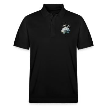 Bloom like Lotus - Stanley/Stella Unisex Organic Polo Shirt PREPSTER - black - Front - Roxy (174cm) & Andy (188cm)