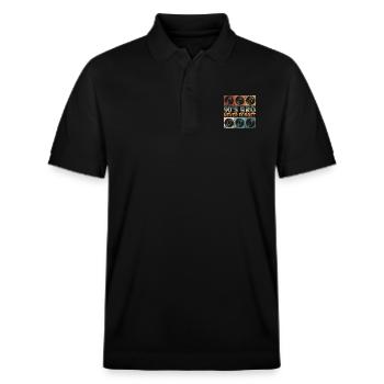 Zurück in die 90´s Schallplatte - Stanley/Stella Unisex Bio-Poloshirt PREPSTER - Schwarz - Vorne - Roxy (174cm) & Andy (188cm)