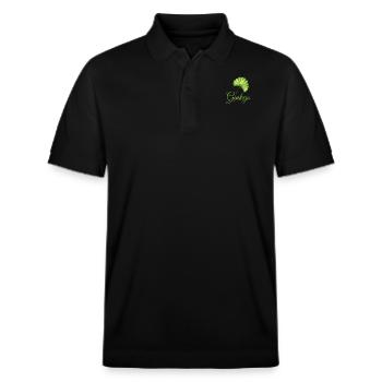 Ginkgoblatt Botanische Eleganz - Stanley/Stella Unisex Bio-Poloshirt PREPSTER - Schwarz - Vorne - Roxy (174cm) & Andy (188cm)