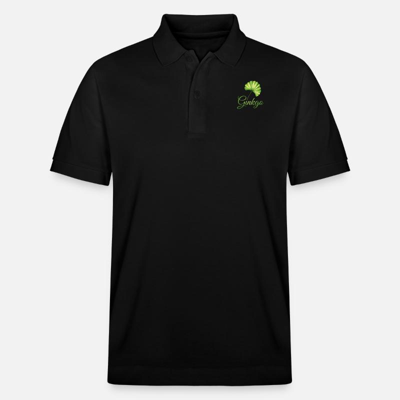 Feuille de Ginkgo Élégance Botanique - Polo PREPSTER bio Stanley/Stella Unisexe - noir