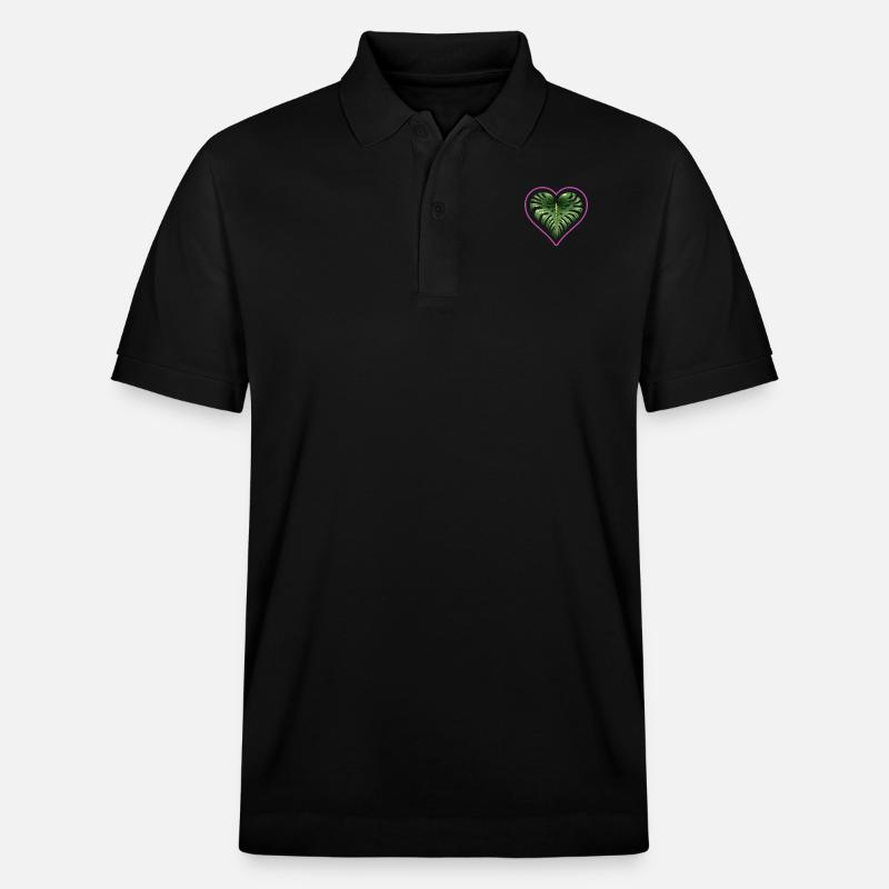 Monstera Herz Blüte - Stanley/Stella Unisex Bio-Poloshirt PREPSTER - Schwarz