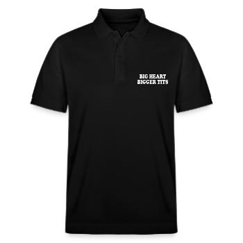 big heart bigger tits - Stanley/Stella Unisex Bio-Poloshirt PREPSTER - Schwarz - Vorne - Roxy (174cm) & Andy (188cm)