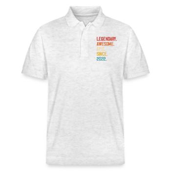 Epic & Legendary Born in 2022: 2nd Anniversary - Stanley/Stella Unisex Organic Polo Shirt PREPSTER - heather white - Front - Roxy (174cm) & Andy (188cm)