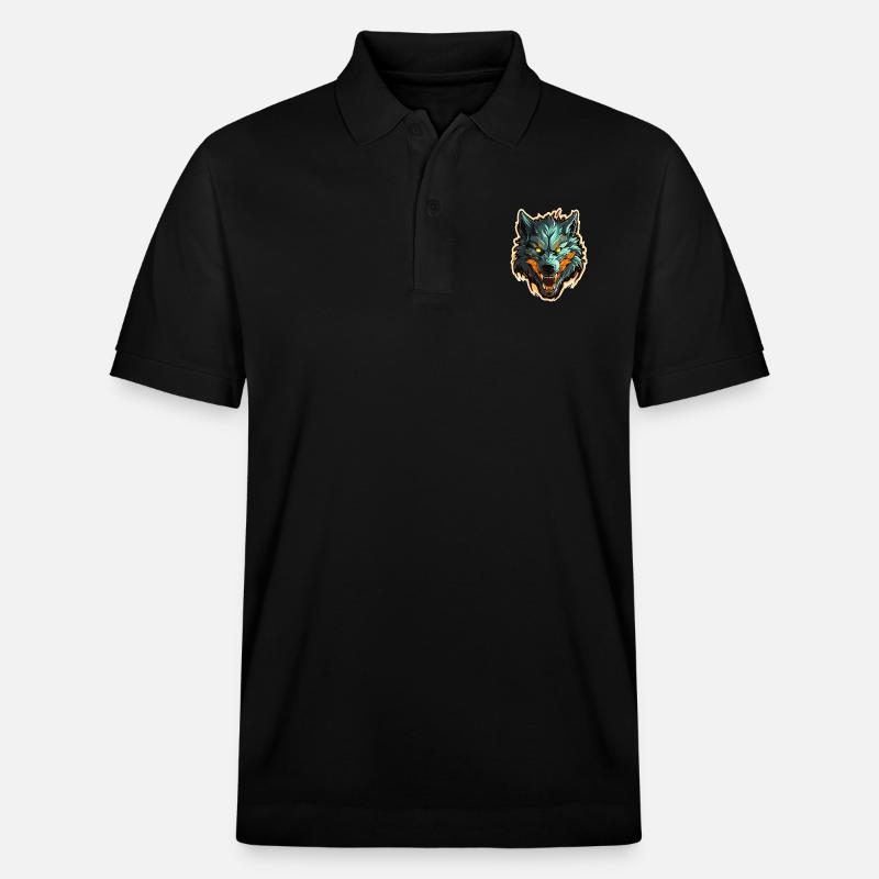 Loup - Illustration - Polo PREPSTER bio Stanley/Stella Unisexe - noir