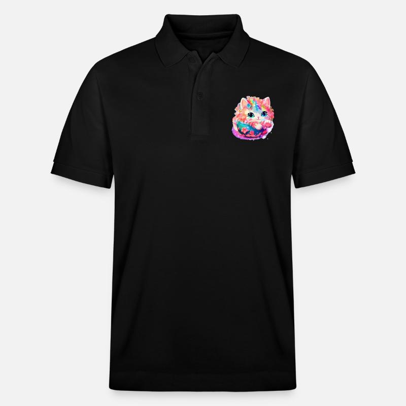 Chat - illustration - Polo PREPSTER bio Stanley/Stella Unisexe - noir