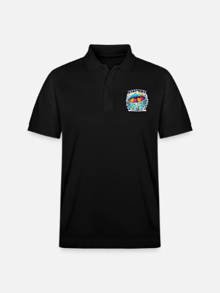 Stay Dry - Umbrella Illustration - Stanley/Stella Unisex Organic Polo Shirt PREPSTER - black