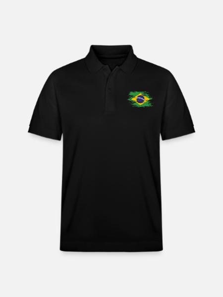 Drapeau du Brésil utilisé - Polo PREPSTER bio Stanley/Stella Unisexe - noir