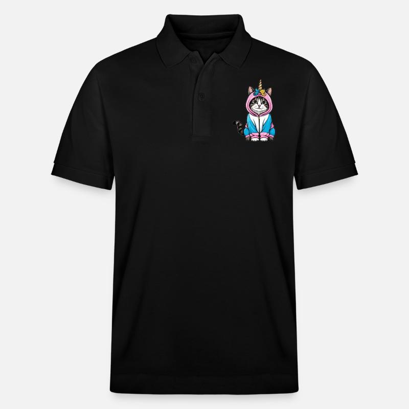 Einhorn Katze - Stanley/Stella Unisex Bio-Poloshirt PREPSTER - Schwarz