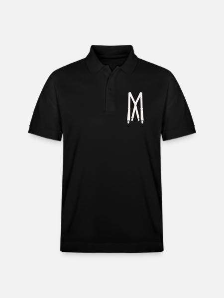 White suspenders illustration - Stanley/Stella Unisex Organic Polo Shirt PREPSTER - black
