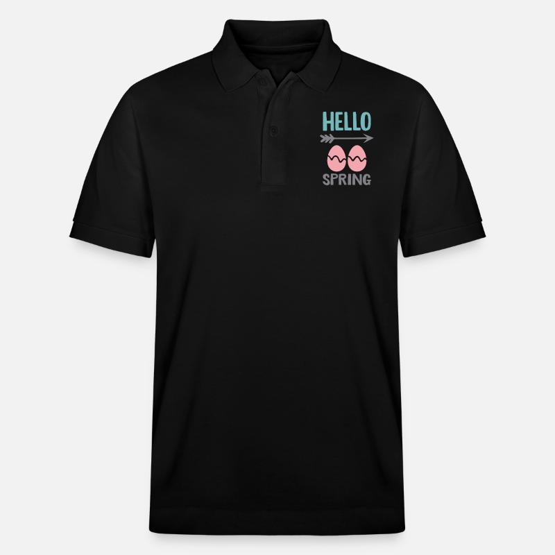 Hello Spring Frühlingsdesign mit Ostereiern - Stanley/Stella Unisex Bio-Poloshirt PREPSTER - Schwarz