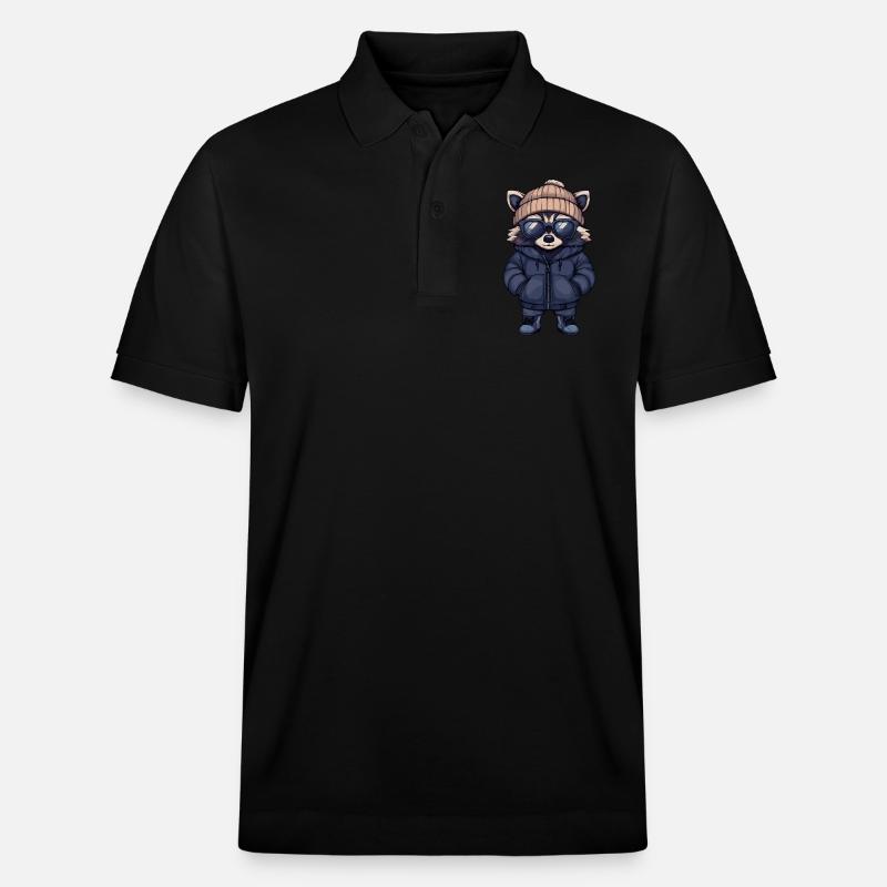 Waschbär Cool Comic - Stanley/Stella Unisex Bio-Poloshirt PREPSTER - Schwarz