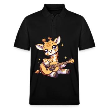 Girafe Jouer de la guitare Berceuse de guitare girafe - Polo PREPSTER bio Stanley/Stella Unisexe - noir - Devant - Roxy (174cm) & Andy (188cm)