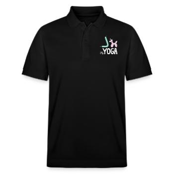 Try Yoga! - Stanley/Stella Unisex Organic Polo Shirt PREPSTER - black - Front - Roxy (174cm) & Andy (188cm)