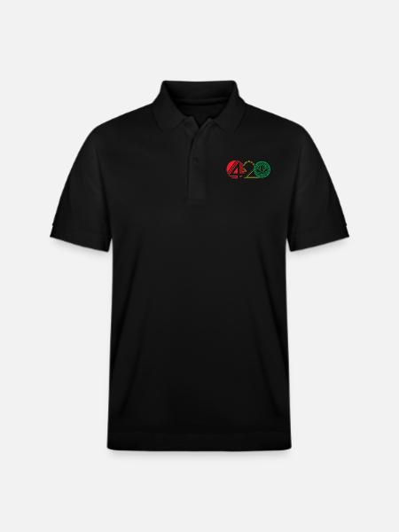 420 with cannabis hemp leaf - Stanley/Stella Unisex Organic Polo Shirt PREPSTER - black