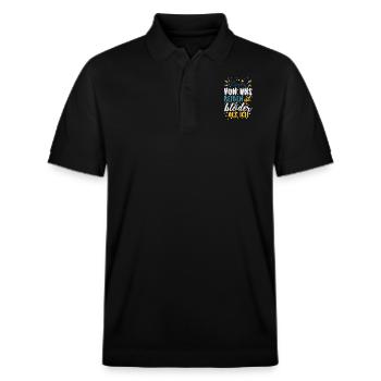Funny saying Best friends partner Funny - Stanley/Stella Unisex Organic Polo Shirt PREPSTER - black - Front - Roxy (174cm) & Andy (188cm)