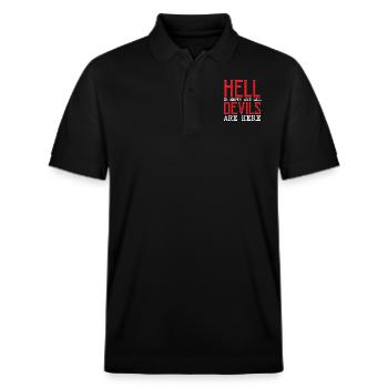 Die Hölle ist leer und alle Teufel sind hier - Stanley/Stella Unisex Bio-Poloshirt PREPSTER - Schwarz - Vorne - Roxy (174cm) & Andy (188cm)