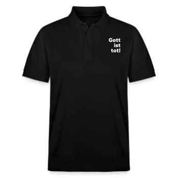 Gott ist tot! - Stanley/Stella Unisex Bio-Poloshirt PREPSTER - Schwarz - Vorne - Roxy (174cm) & Andy (188cm)