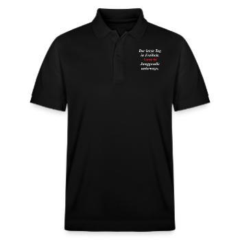 Jungeselle - Stanley/Stella Unisex Bio-Poloshirt PREPSTER - Schwarz - Vorne - Roxy (174cm) & Andy (188cm)