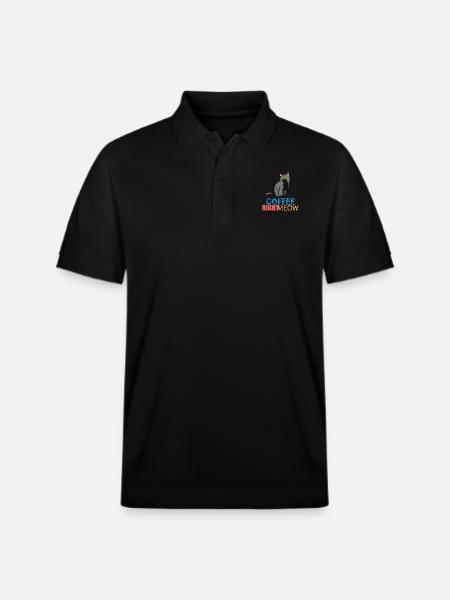 Cat Coffe Miau/Meow - Stanley/Stella Unisex Organic Polo Shirt PREPSTER - black
