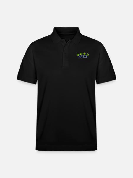 Katze mit Stern - Stanley/Stella Unisex Bio-Poloshirt PREPSTER - Schwarz