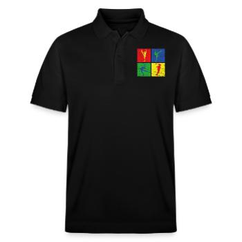 Eiskunstlauf - Stanley/Stella Unisex Bio-Poloshirt PREPSTER - Schwarz - Vorne - Roxy (174cm) & Andy (188cm)