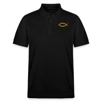 Fish symbol christianity symbol religion church - Stanley/Stella Unisex Organic Polo Shirt PREPSTER - black - Front - Roxy (174cm) & Andy (188cm)