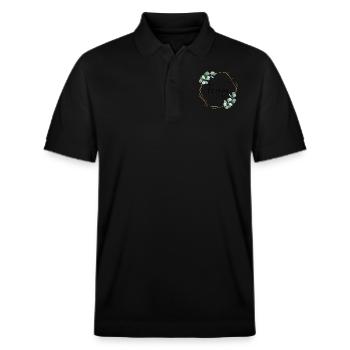 Eukalyptus Blätter - Team Braut - 11 - Stanley/Stella Unisex Bio-Poloshirt PREPSTER - Schwarz - Vorne - Roxy (174cm) & Andy (188cm)
