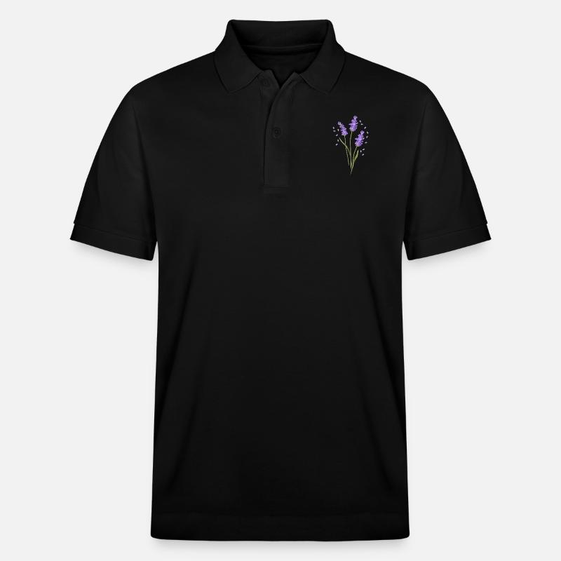 Fleur Pourpre Lavande Été Fleur Idée Cadeau - Polo PREPSTER bio Stanley/Stella Unisexe - noir