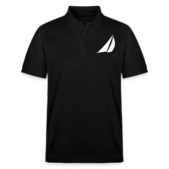 Segelboot mit Segel für Segler und Kapitäne - Stanley/Stella Unisex Bio-Poloshirt PREPSTER - Schwarz - Vorne - Roxy (174cm) & Andy (188cm)