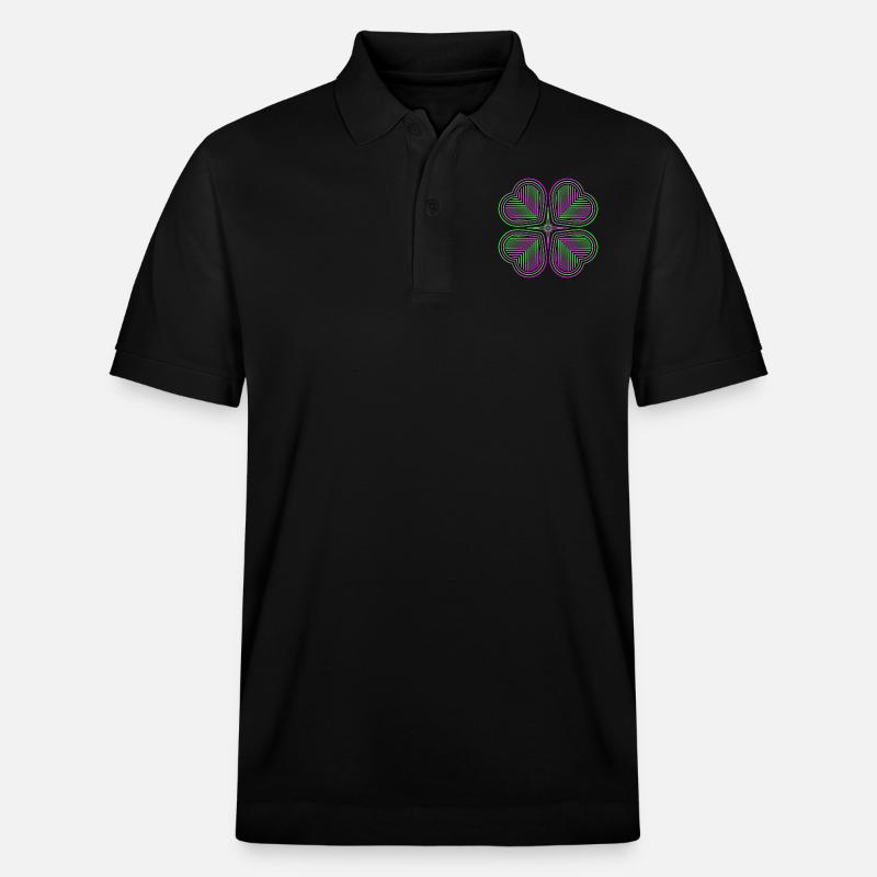 Vierblättriges Kleeblatt der Herzen - 2 - Stanley/Stella Unisex Bio-Poloshirt PREPSTER - Schwarz
