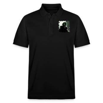 City of the future with a gloomy guardian and savior - Stanley/Stella Unisex Organic Polo Shirt PREPSTER - black - Front - Roxy (174cm) & Andy (188cm)