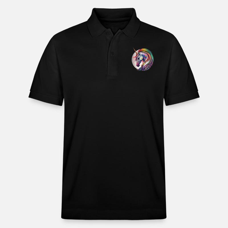Regenbogen Einhorn - Stanley/Stella Unisex Bio-Poloshirt PREPSTER - Schwarz