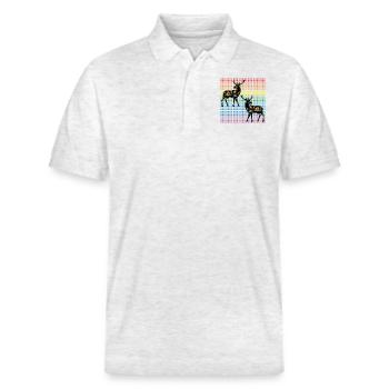 Deer - Stanley/Stella Unisex Organic Polo Shirt PREPSTER - heather white - Front - Roxy (174cm) & Andy (188cm)