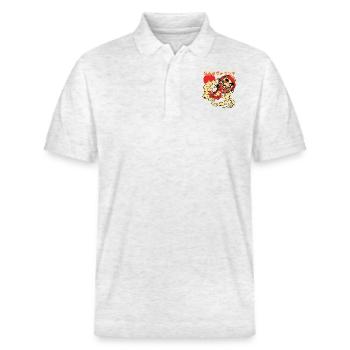 Flying Daruma doll - Stanley/Stella Unisex Organic Polo Shirt PREPSTER - heather white - Front - Roxy (174cm) & Andy (188cm)