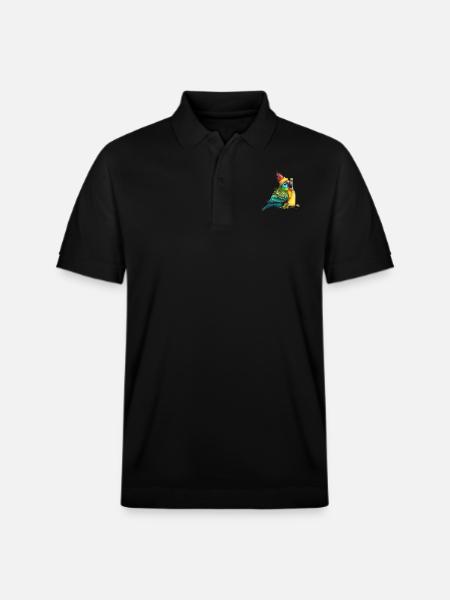 Parrot cuddles with beer - Stanley/Stella Unisex Organic Polo Shirt PREPSTER - black