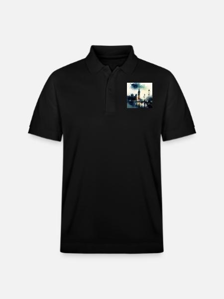 London Scenery Big Ben Aquarell - Stanley/Stella Unisex Organic Polo Shirt PREPSTER - black