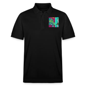 Space Shuttle Van Gogh - Stanley/Stella Unisex Bio-Poloshirt PREPSTER - Schwarz - Vorne - Roxy (174cm) & Andy (188cm)