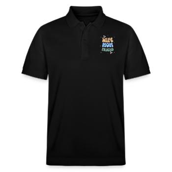 Wife Mom Friend Mother's Day T-shirt - Stanley/Stella Unisex Organic Polo Shirt PREPSTER - black - Front - Roxy (174cm) & Andy (188cm)