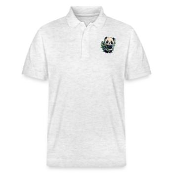Cute Panda with Bamboo - Stanley/Stella Unisex Bio-Poloshirt PREPSTER - Weiß meliert - Vorne - Roxy (174cm) & Andy (188cm)