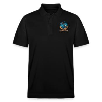 Great Barrier Reef Dolphins - Stanley/Stella Unisex Bio-Poloshirt PREPSTER - Schwarz - Vorne - Roxy (174cm) & Andy (188cm)