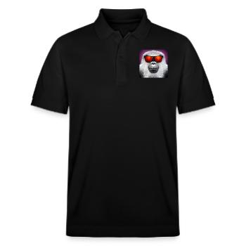 Sonnenbrillenaffe: Cooler Primat mit roter Brille - Stanley/Stella Unisex Bio-Poloshirt PREPSTER - Schwarz - Vorne - Roxy (174cm) & Andy (188cm)