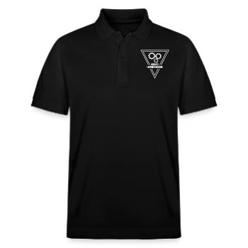 Vorsicht Laufende Maschine - Stanley/Stella Unisex Bio-Poloshirt PREPSTER - Schwarz - Vorne - Roxy (174cm) & Andy (188cm)