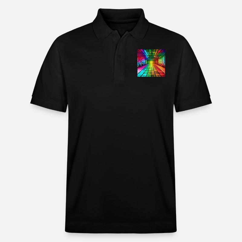 3D-Regenbogen-Quadrate - Stanley/Stella Unisex Bio-Poloshirt PREPSTER - Schwarz