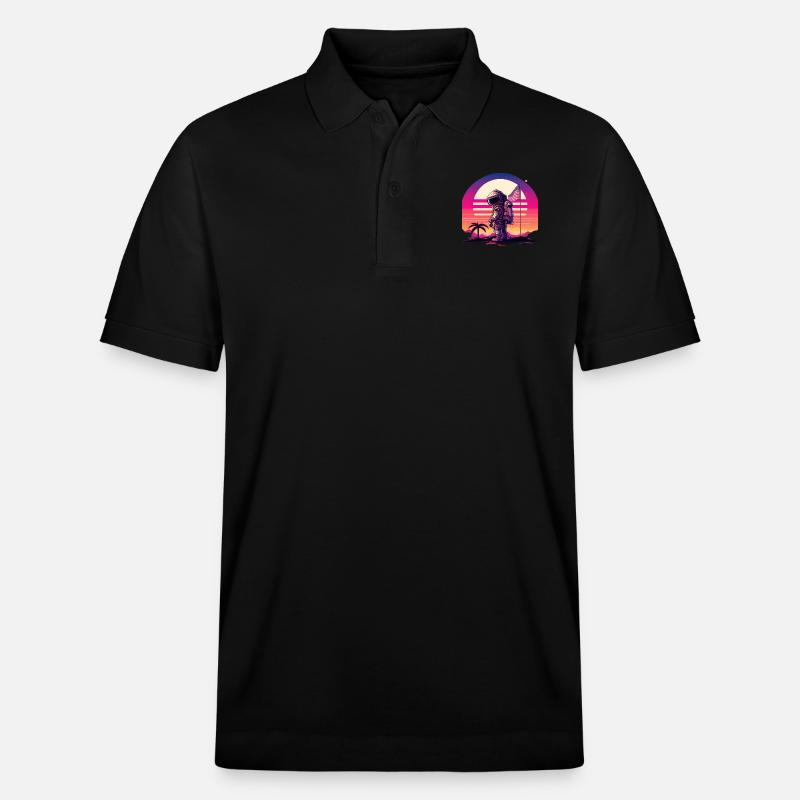 Synthwave Astronaut Space Sunset - Stanley/Stella Unisex Bio-Poloshirt PREPSTER - Schwarz