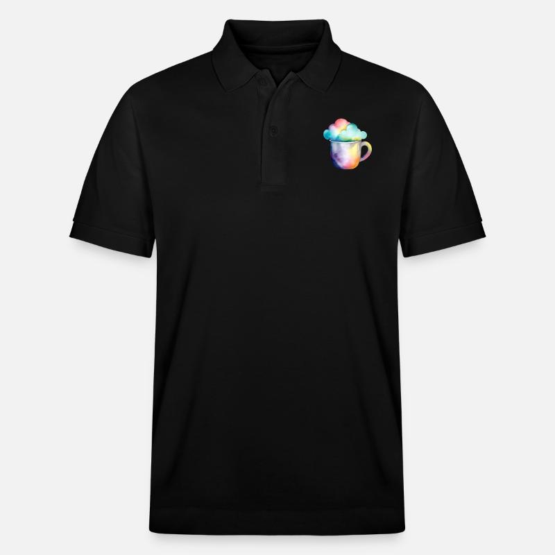 Regenbogenkaffee mit Wolke - Stanley/Stella Unisex Bio-Poloshirt PREPSTER - Schwarz
