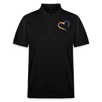 coeur multi couleur love - Polo PREPSTER bio Stanley/Stella Unisexe - noir - Devant - Roxy (174cm) & Andy (188cm)